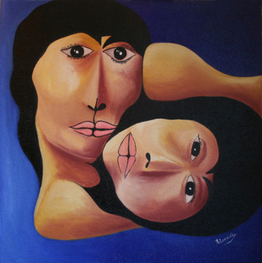Peinture intitulée "Madre e niña 1" par Roberto Lamaille, Œuvre d'art originale, Huile