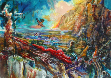 Peinture intitulée "Icarus" par Robert Magee, Œuvre d'art originale, Aquarelle