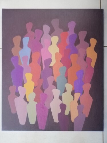 Peinture intitulée "Personnages" par Robert Marion, Œuvre d'art originale, Huile