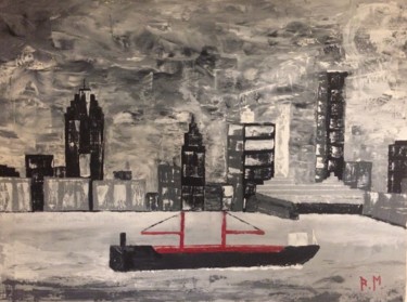 Painting titled "NEW YORK" by Robert Martinez, Original Artwork, Acrylic