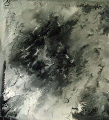 Malerei mit dem Titel "Achromatic Abstract…" von Robert Mustard, Original-Kunstwerk, Öl