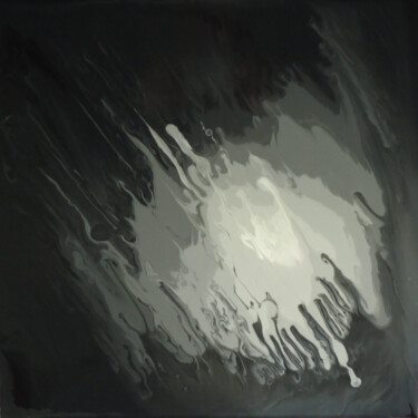 Schilderij getiteld "Achromatic Abstract…" door Robert Mustard, Origineel Kunstwerk, Olie