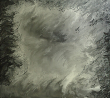 Malerei mit dem Titel "Achromatic Abstract…" von Robert Mustard, Original-Kunstwerk, Öl