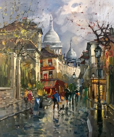Peinture intitulée "Paris Montmartre la…" par Robert Ricart, Œuvre d'art originale, Huile