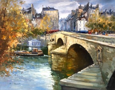 Pintura titulada "PARIS LE PONT MARIE" por Robert Ricart, Obra de arte original, Oleo