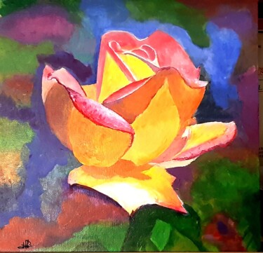 Painting titled "La reine des fleurs" by Robert Rosenfeld, Original Artwork, Acrylic
