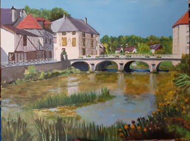 Painting titled "ESSOYES, le village…" by Robert Rosenfeld, Original Artwork, Acrylic