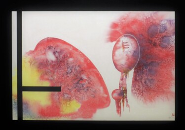 Картина под названием "Fusion 4" - Robert Serfati, Подлинное произведение искусства, Акварель Установлен на Деревянная панель