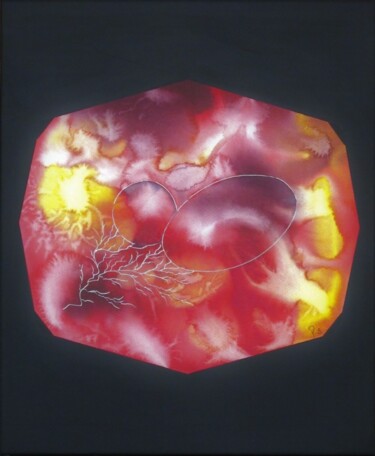 Peinture intitulée "Fusion 3" par Robert Serfati, Œuvre d'art originale, Aquarelle Monté sur Panneau de bois