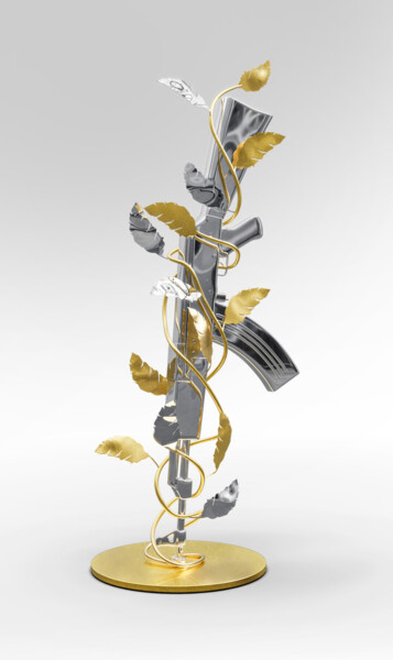 Skulptur mit dem Titel "AK-47 Kalachnikov" von Robert Thébaud, Original-Kunstwerk, Metalle