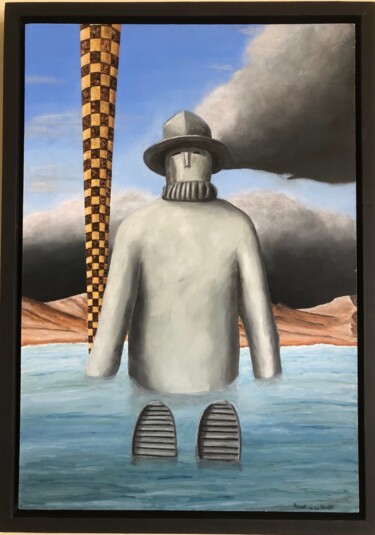 Painting titled "Day dreaming." by Robert Van Den Herik, Original Artwork, Oil Mounted on Wood Panel