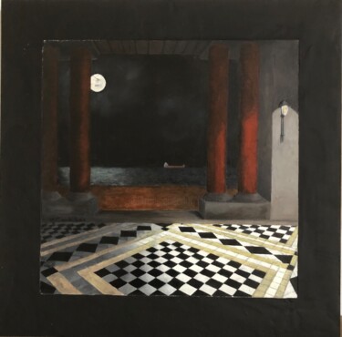 Pintura intitulada "Promenade by night" por Robert Van Den Herik, Obras de arte originais, Óleo
