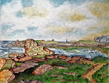 Painting titled "L'anse de Melont.jpg" by Bob, Original Artwork, Gouache