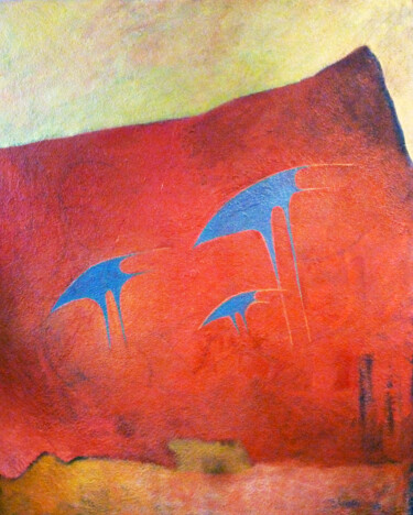 Pittura intitolato "Blu Bird" da Robert Winslow, Opera d'arte originale, Olio