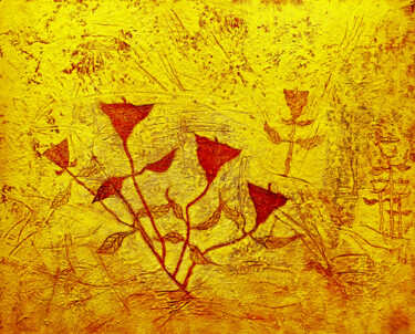 Malerei mit dem Titel "yellow garden" von Robert Winslow, Original-Kunstwerk, Öl