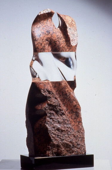 Sculpture titled "Red with Glass" by Robert Winslow, Original Artwork, Stone