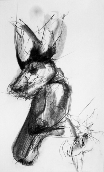Zeichnungen mit dem Titel "dog 2" von Robert Winslow, Original-Kunstwerk, Graphit