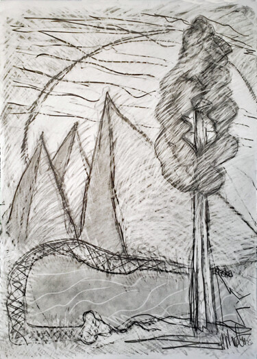 Peinture intitulée "mountain sum 5" par Robert Winslow, Œuvre d'art originale, Graphite
