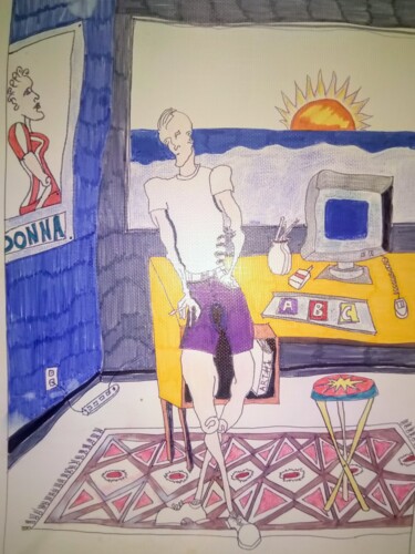 Dibujo titulada "south beach madonna…" por Robert Witherspoon, Obra de arte original, Tinta
