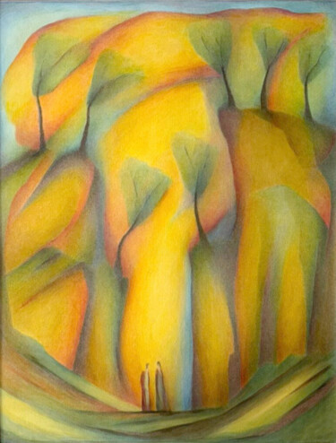 Malerei mit dem Titel "Herbst Farben" von Robert Wroblewski, Original-Kunstwerk, Gouache