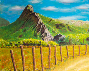 Malerei mit dem Titel "Montagne de la Baume" von Robert Wundele, Original-Kunstwerk, Pastell