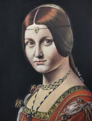 Painting titled "La belle Ferronnièr…" by Robert Wundele, Original Artwork, Pastel