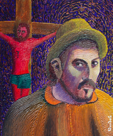 绘画 标题为“Gauguin au Christ r…” 由Robert Wundele, 原创艺术品, 丙烯 安装在木质担架架上