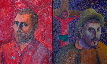 제목이 "Van Gogh et Gauguin…"인 미술작품 Robert Wundele로, 원작, 아크릴 나무 들것 프레임에 장착됨