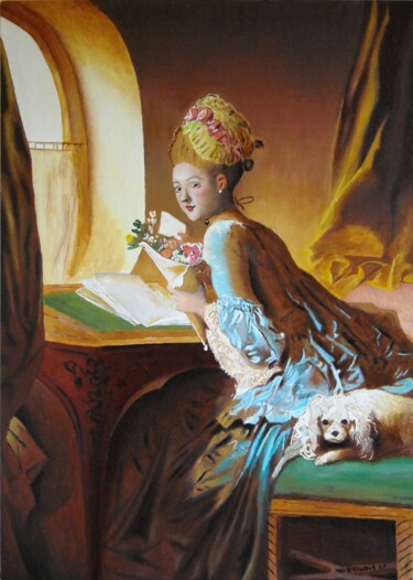 Malerei mit dem Titel "La lettre d'amour" von Robert Wundele, Original-Kunstwerk, Öl