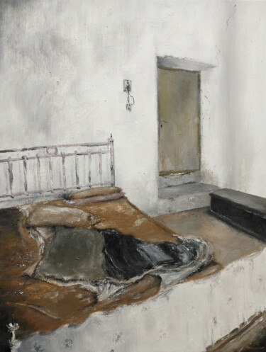 Картина под названием "La dernière nuit" - Robert Zaccour, Подлинное произведение искусства, Масло Установлен на Деревянная…