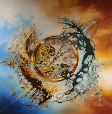 Schilderij getiteld "END OF TIME" door Robert Zietara, Origineel Kunstwerk, Olie