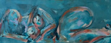 Schilderij getiteld "Whispers of Intimacy" door Roberta Heslop, Origineel Kunstwerk, Acryl Gemonteerd op Frame voor houten b…