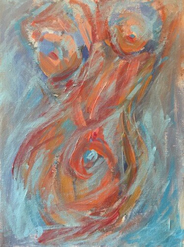 Painting titled "Nude IV" by Roberta Heslop, Original Artwork, Acrylic Mounted on Wood Stretcher frame