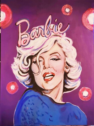 Painting titled "Marylin Barbie" by Roberta Modena, Original Artwork, Acrylic Mounted on Wood Stretcher frame