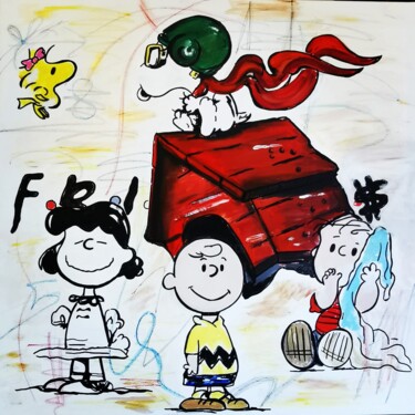 Картина под названием "Snoopy and friends" - Roberta Modena, Подлинное произведение искусства, Акрил Установлен на Деревянна…