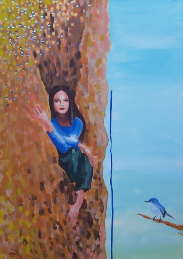 Peinture intitulée "Julia e la sequoia" par Roberta Pagani, Œuvre d'art originale, Acrylique