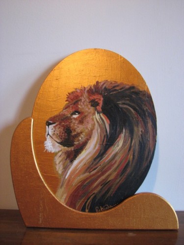 Painting titled "leone" by Roberta Pagani, Original Artwork