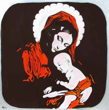 Pittura intitolato "madonna con bambino…" da Roberta Pagani, Opera d'arte originale