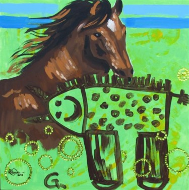 Pintura intitulada "Il cavallo" por Roberta Pagani, Obras de arte originais