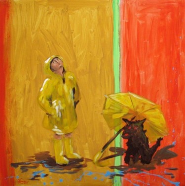 Pittura intitolato "Sotto la pioggia.." da Roberta Pagani, Opera d'arte originale, Acrilico