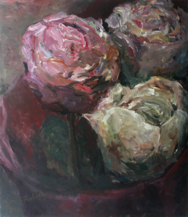 Painting titled "French Rose" by Robertas Kasperovicius, Original Artwork, Acrylic Mounted on Wood Stretcher frame
