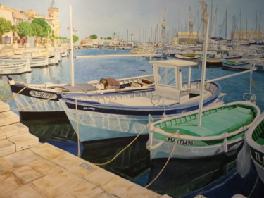 Schilderij getiteld "Vieux Port La Ciotat" door Christian Robert, Origineel Kunstwerk, Olie