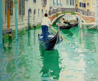 Painting titled "Canaux de Venise na…" by Christian Robert, Original Artwork, Oil