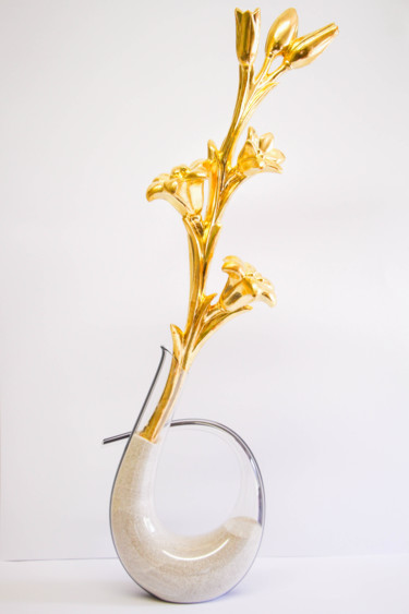 Goldlilie - Modell Posthorn Skulptur mit dem Titel "Goldlilie - Modell…" von Robert Weingartner, Original-Kunstwerk, Holz