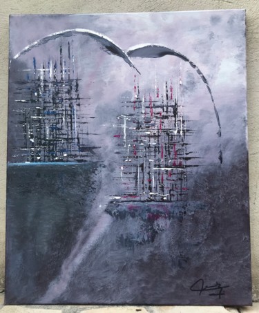 Painting titled "Survol" by Robert Goascoz, Original Artwork, Acrylic