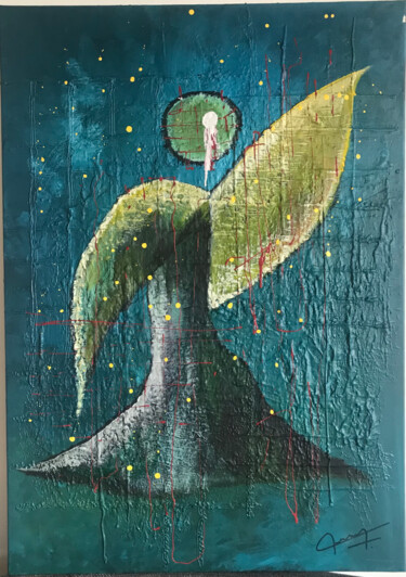 Painting titled "Mon ange pleure" by Robert Goascoz, Original Artwork, Acrylic