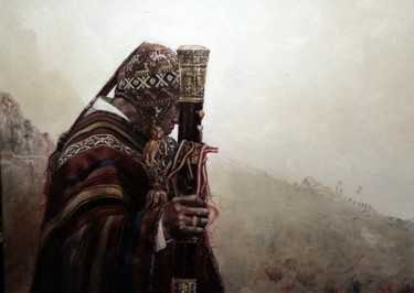 Painting titled "El varayoq de cuper" by Roberth Singona (El chincherino), Original Artwork, Oil