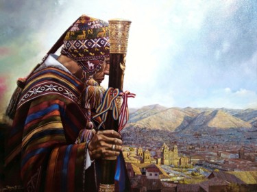 Malerei mit dem Titel "Varayoc Qosqo Llaqt…" von Roberth Singona (El chincherino), Original-Kunstwerk, Öl Auf Keilrahmen aus…
