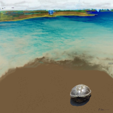 Digital Arts titled "Turtle beach in the…" by Crazyus, Original Artwork, 2D Digital Work