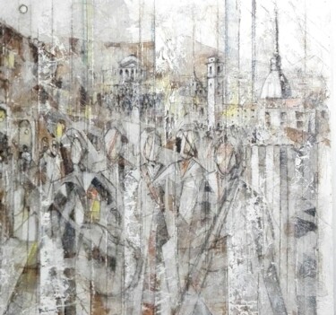 Картина под названием "Musicisti a Torino" - Roberto Balducci, Подлинное произведение искусства, Акрил Установлен на Деревян…